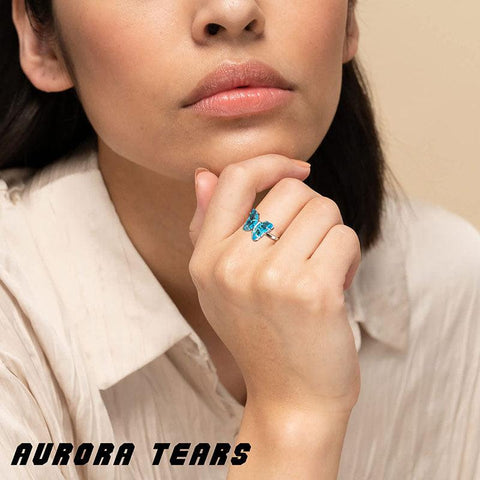 Blue Butterfly Ring March Aquamarine Birthstone - Rings - Aurora Tears