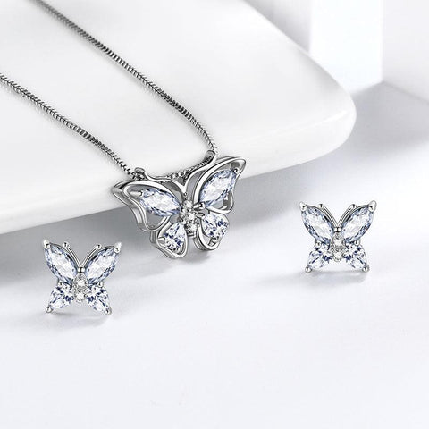 Butterfly Jewelry Set Birthstone April Diamond - Jewelry Set - Aurora Tears