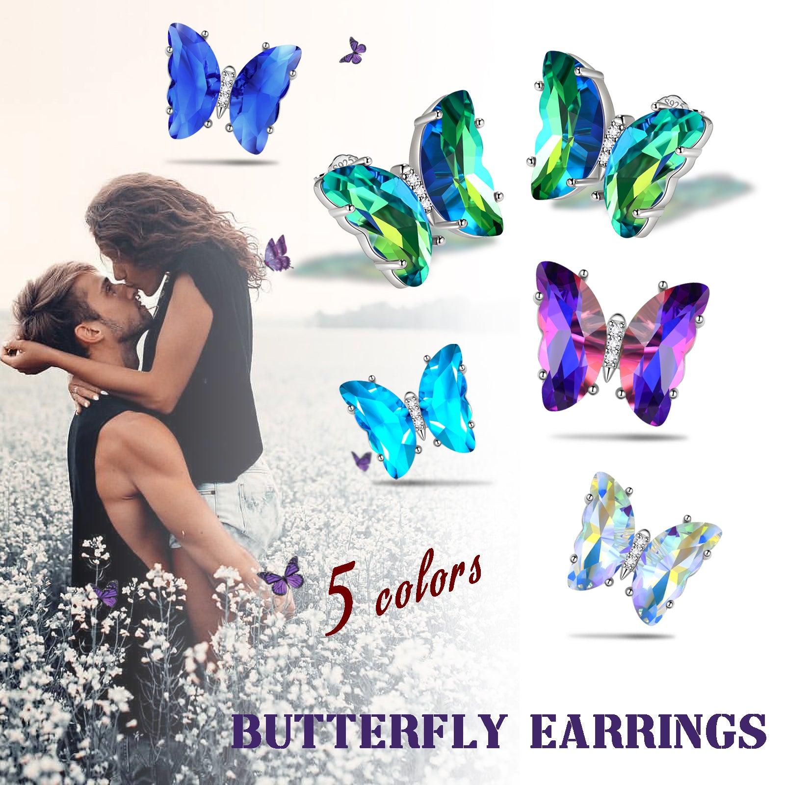 Green Butterfly Earrings May Emerald Birthstone - Earrings - Aurora Tears