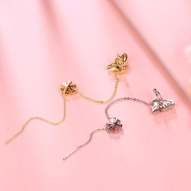 Butterfly Flower Ear Cuffs Wrap Earrings Stud Jewelry - Earrings - Aurora Tears