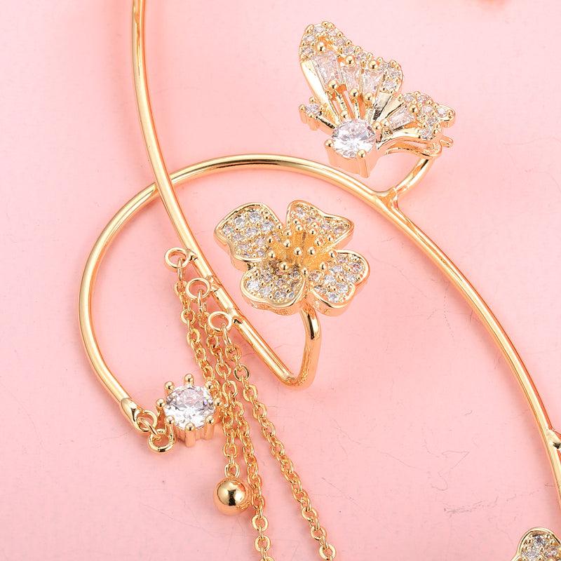 Butterfly Flower Ear Cuffs Wrap Earrings Non Piercing Jewelry - Earrings - Aurora Tears