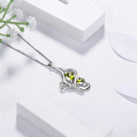 Butterfly Birthstone August Peridot Necklace Sterling Silver - Necklaces - Aurora Tears