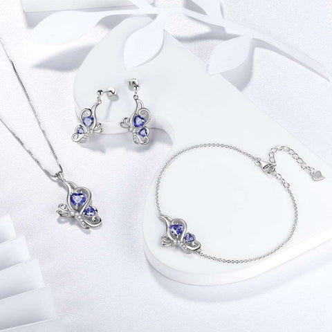 Butterfly Birthstone December Tanzanite Necklace Sterling Silver - Necklaces - Aurora Tears