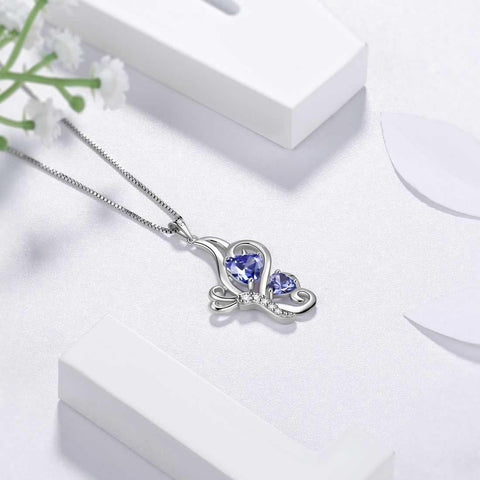 Butterfly Birthstone December Tanzanite Necklace Sterling Silver - Necklaces - Aurora Tears