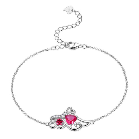 Butterfly Birthstone July Ruby Bracelet Sterling Silver - Bracelet - Aurora Tears