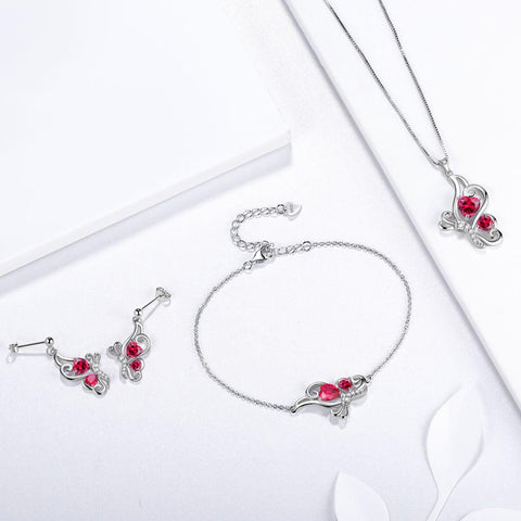 Butterfly Birthstone July Ruby Bracelet Sterling Silver - Bracelet - Aurora Tears