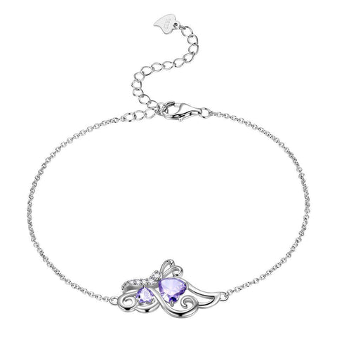 Butterfly Birthstone June Alexandrite Bracelet Sterling Silver - Bracelet - Aurora Tears