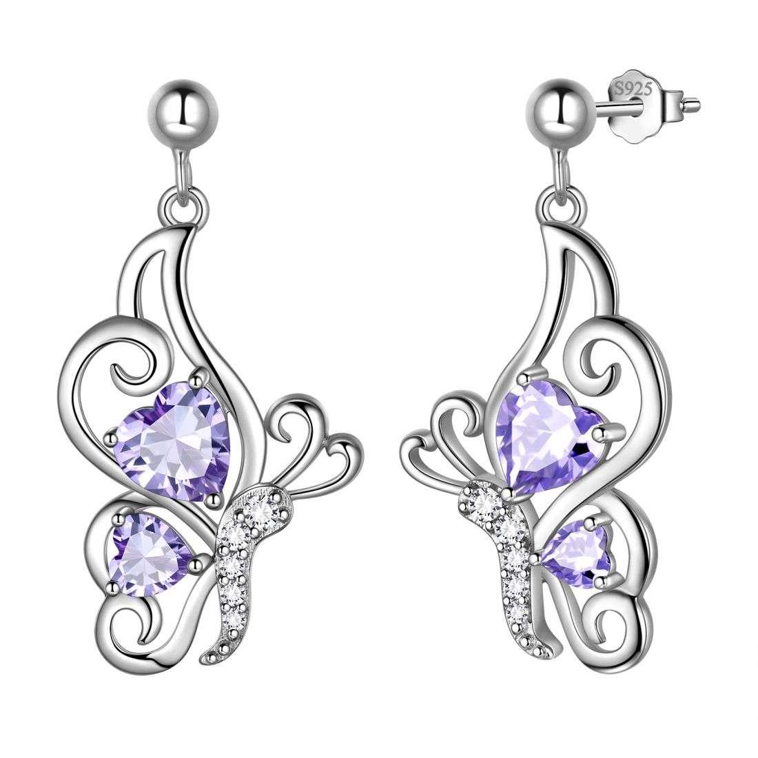 Butterfly Birthstone June Alexandrite Earrings Sterling Silver - Earrings - Aurora Tears