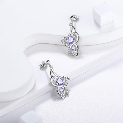 Butterfly Birthstone June Alexandrite Earrings Sterling Silver - Earrings - Aurora Tears