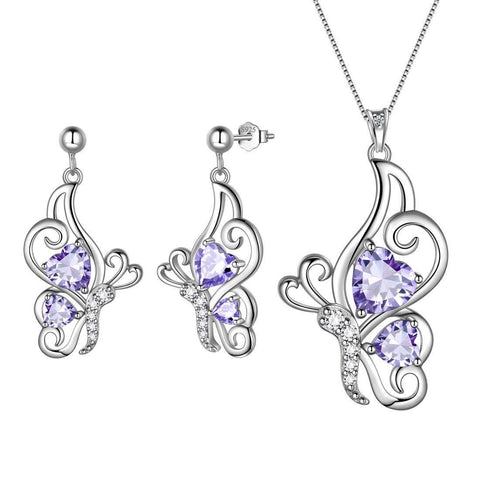 Butterfly Birthstone June Alexandrite Jewelry Set 3PCS - Jewelry Set - Aurora Tears