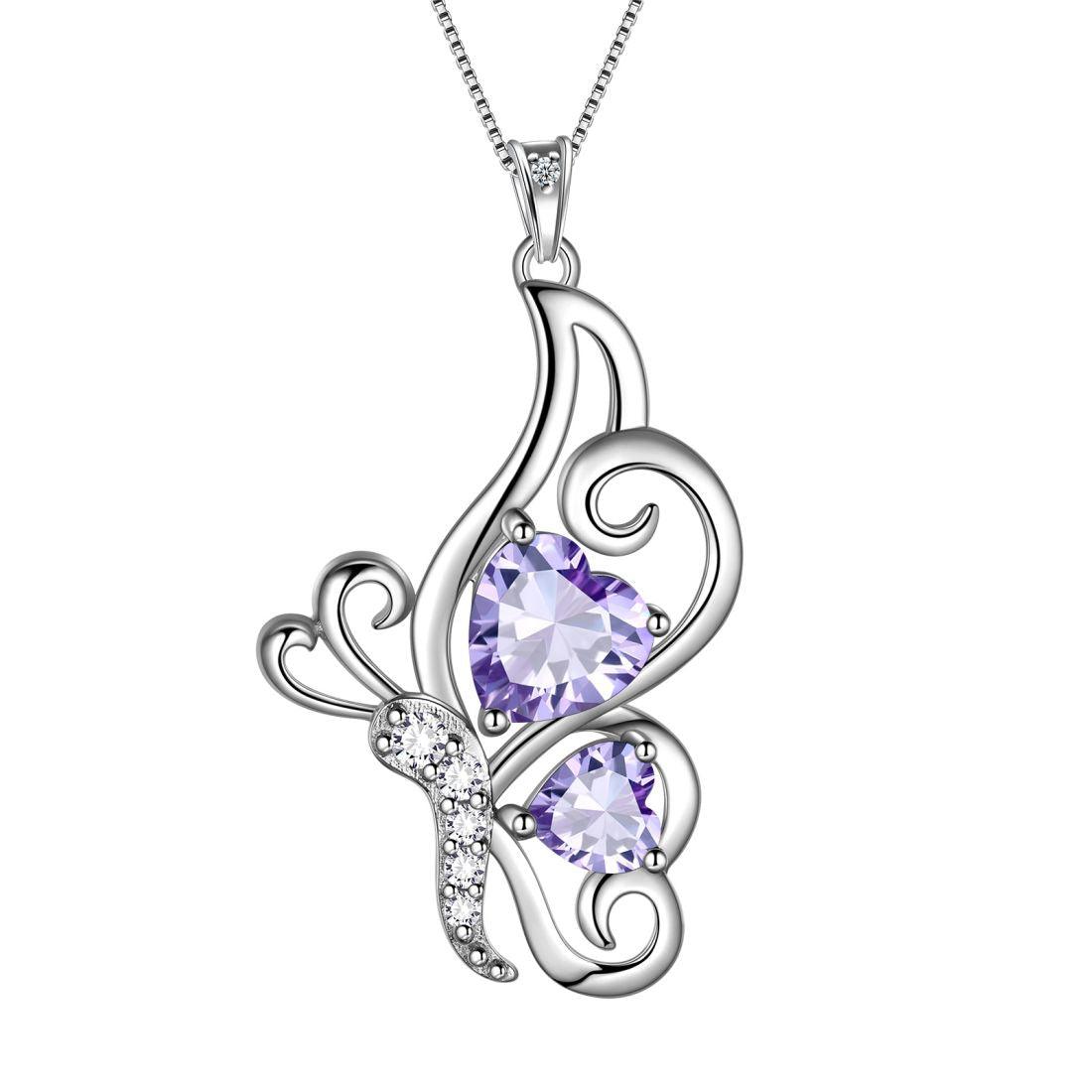 Butterfly Birthstone June Alexandrite Necklace Sterling Silver - Necklaces - Aurora Tears