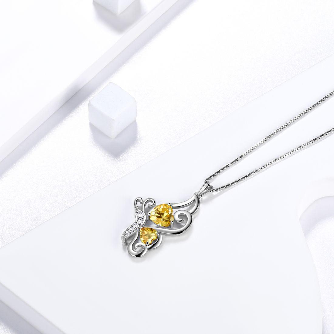 Butterfly Birthstone November Citrine Necklace Sterling Silver - Necklaces - Aurora Tears