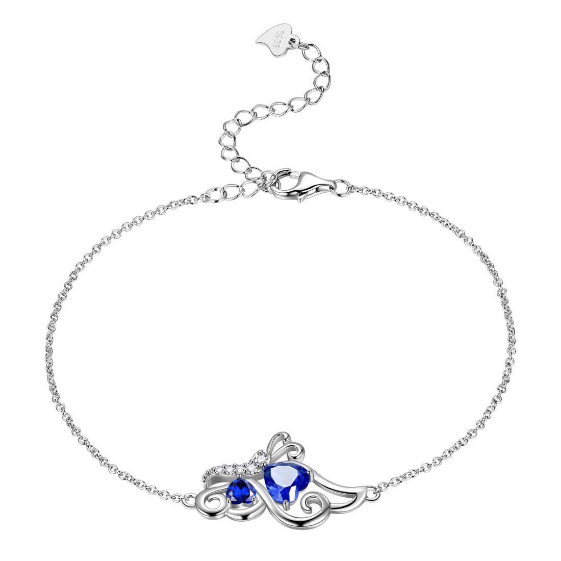 Butterfly Birthstone September Sapphire Bracelet Sterling Silver - Bracelet - Aurora Tears