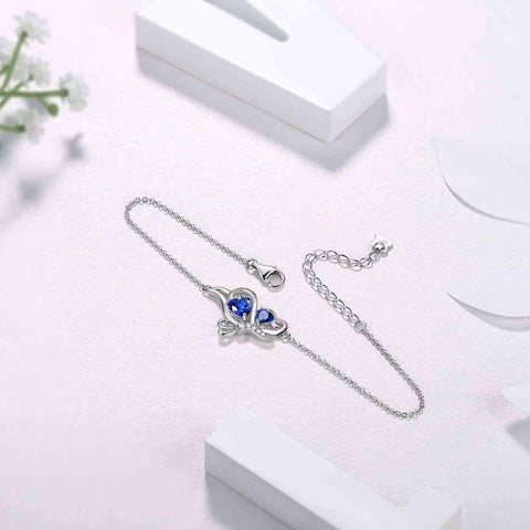 Butterfly Birthstone September Sapphire Bracelet Sterling Silver - Bracelet - Aurora Tears