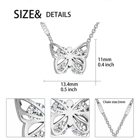 Butterfly Necklace for Women Girls Stainless Steel - Necklaces - Aurora Tears