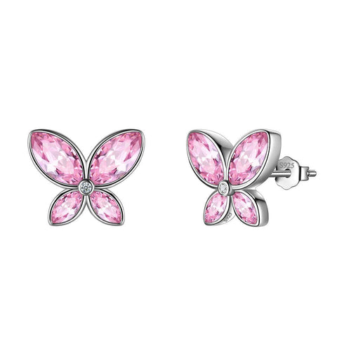 Butterfly Stud Earrings Birthstone October Tourmaline - Earrings - Aurora Tears