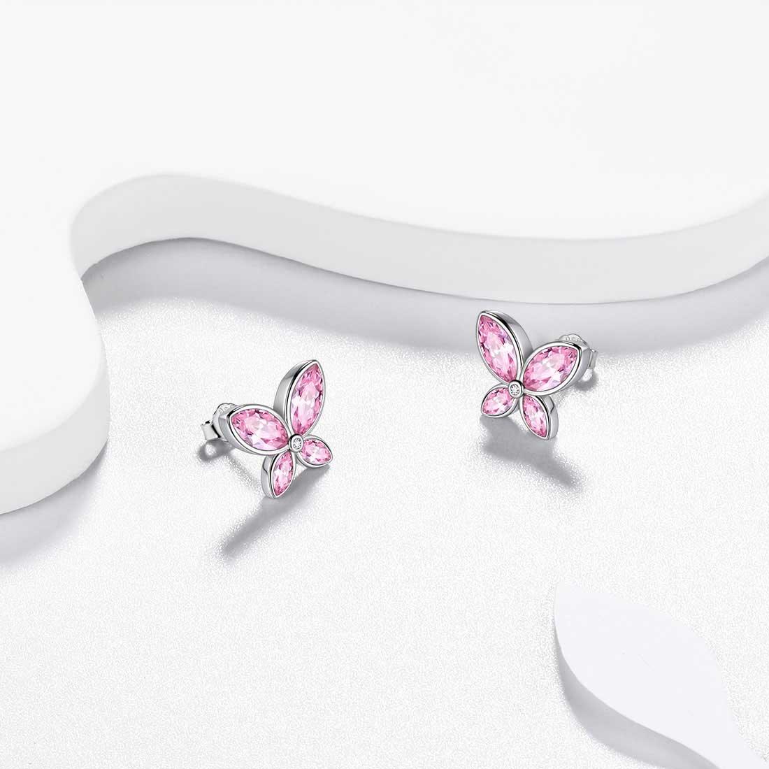 Butterfly Stud Earrings Birthstone October Tourmaline - Earrings - Aurora Tears