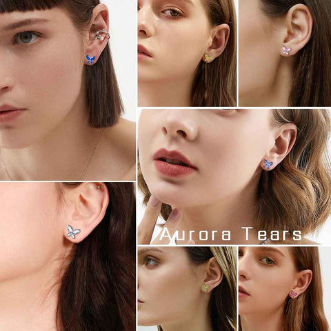 Butterfly Stud Earrings Birthstone November Citrine - Earrings - Aurora Tears