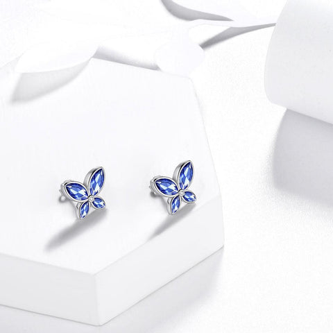 Butterfly Stud Earrings Birthstone December Tanzanite - Earrings - Aurora Tears