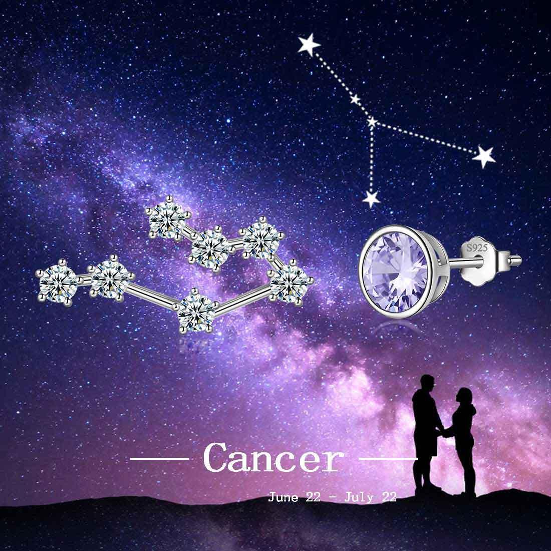 Cancer Earrings June Birthstone Zodiac Studs - Earrings - Aurora Tears
