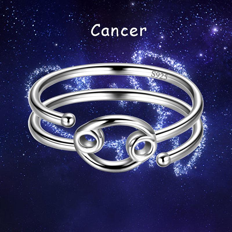 Signo Rings Anillos de cáncer Joyería con signo del zodíaco Mujeres Niñas Regalos ...
