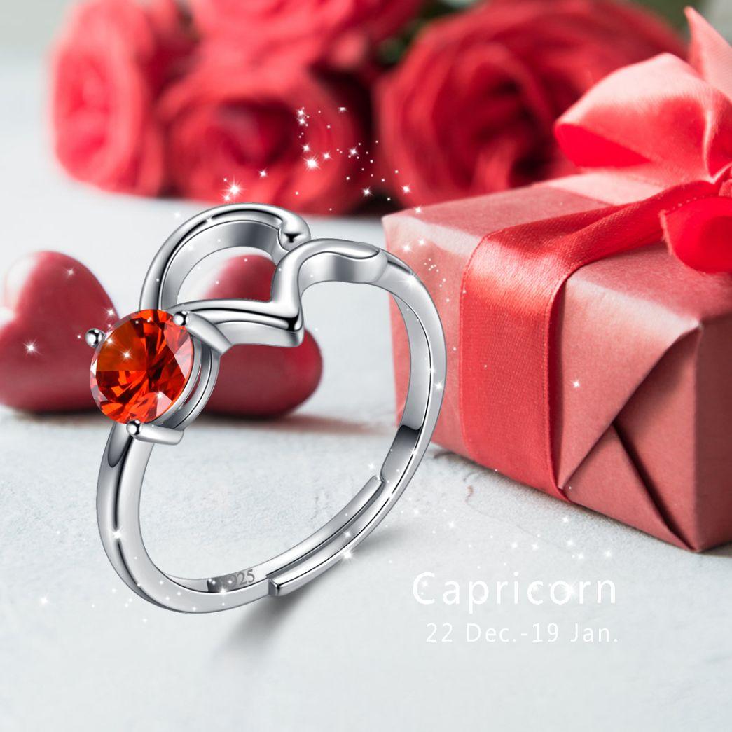 Capricorn Ring January Garnet Birthstone Zodiac - Rings - Aurora Tears