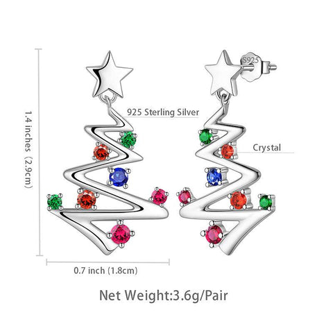 Christmas Tree Drop Dangle Earrings Sterling Silver - Earrings - Aurora Tears