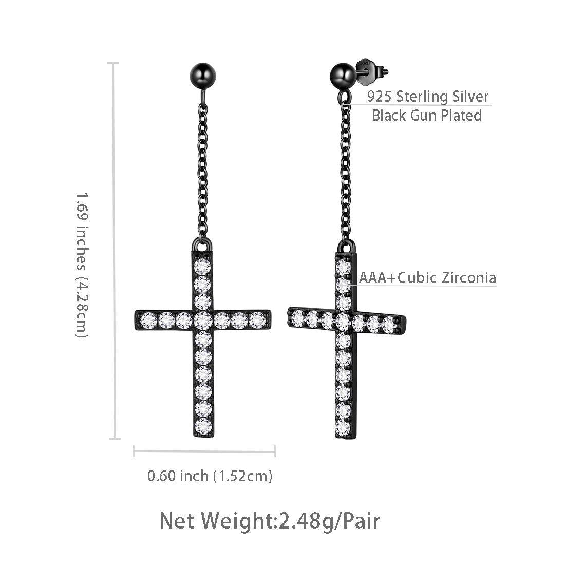 Classic Cross Dangle Earrings Sterling Silver - Earrings - Aurora Tears Jewelry