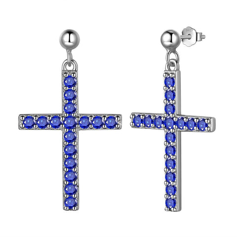 Classic Cross Drop Earrings Sterling Silver - Earrings - Aurora Tears Jewelry