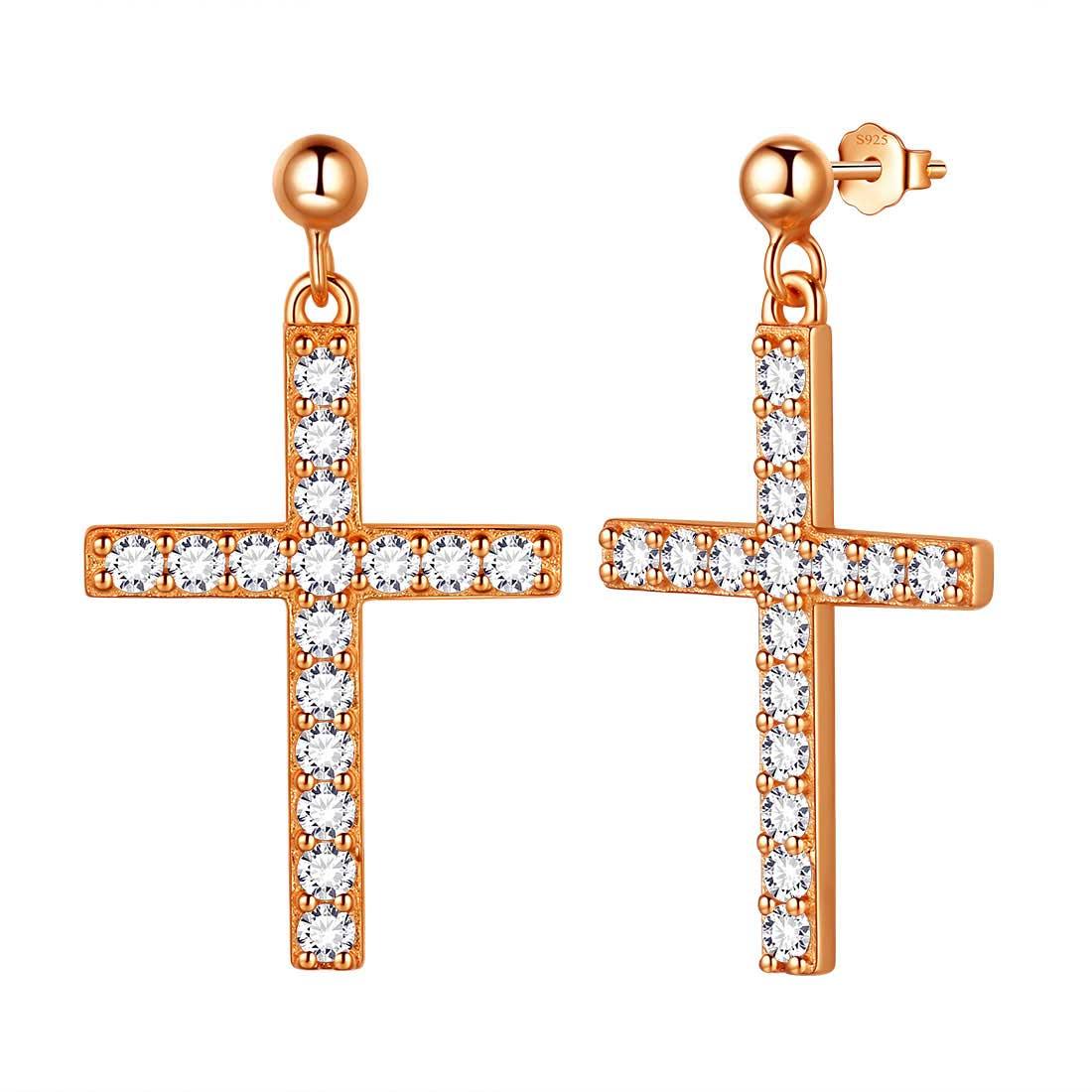 Classic Cross Drop Earrings Sterling Silver - Earrings - Aurora Tears Jewelry