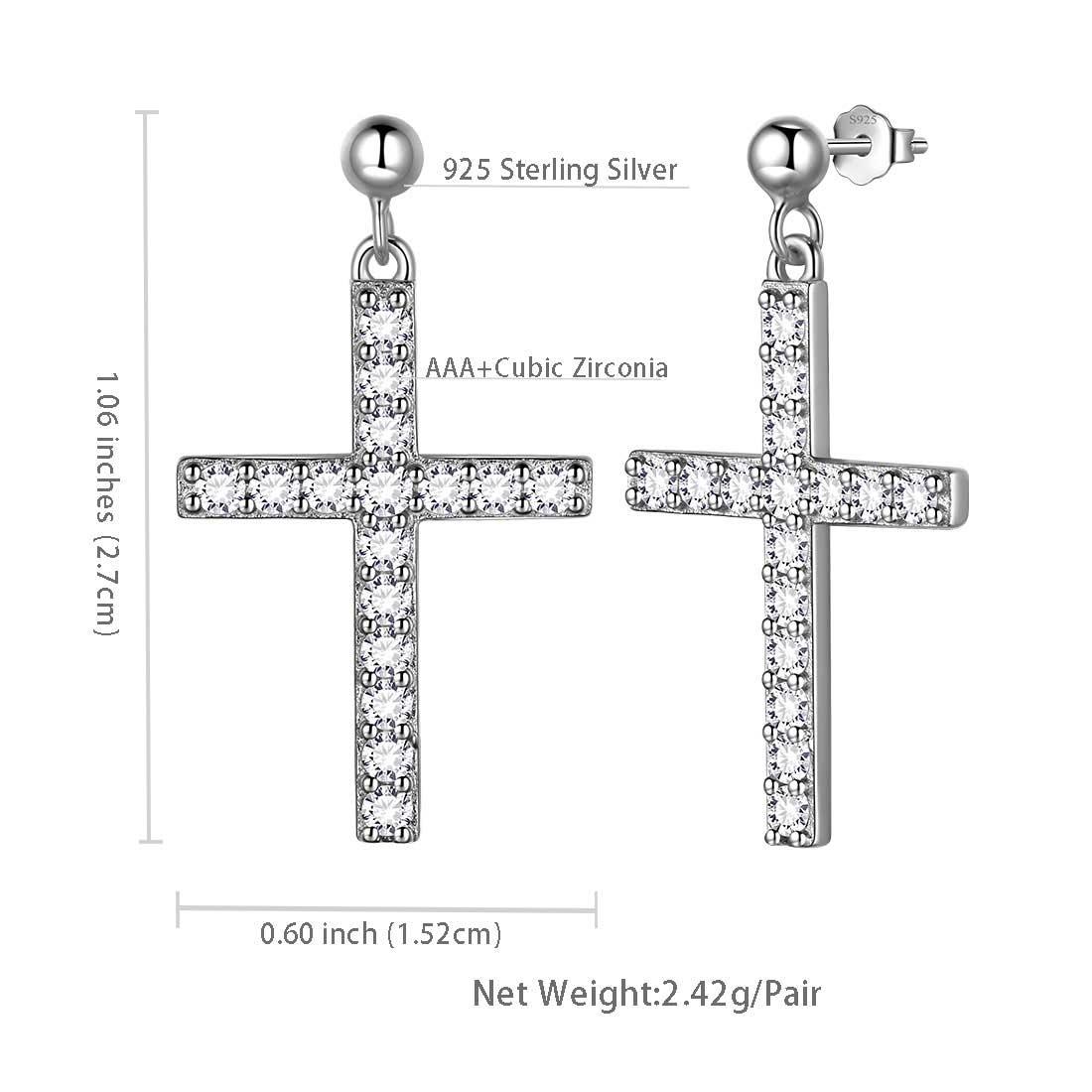 Classic Cross Drop Earrings Sterling Silver - Earrings - Aurora Tears Jewelry