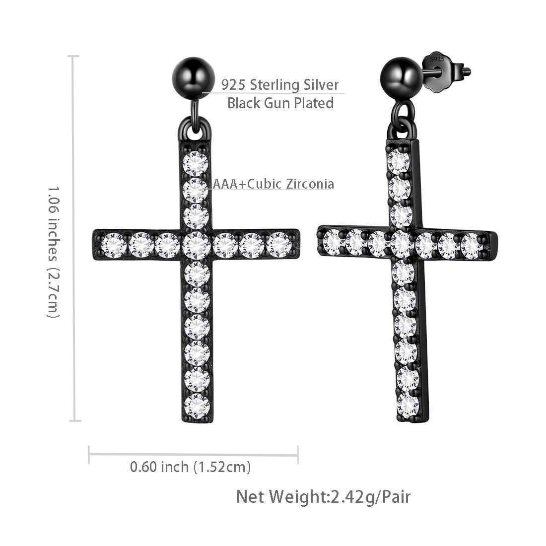 Classic Cross Drop Earrings Sterling Silver - Earrings - Aurora Tears Jewelry