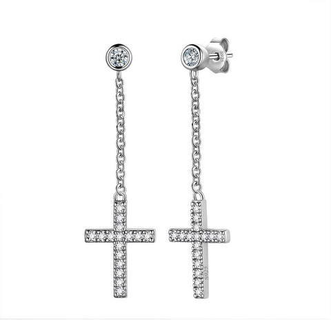 orecchini tutto argento 925 croce piccola zirconi bianchi orecchini tutto argento 925 croce piccola zirconi bianchi