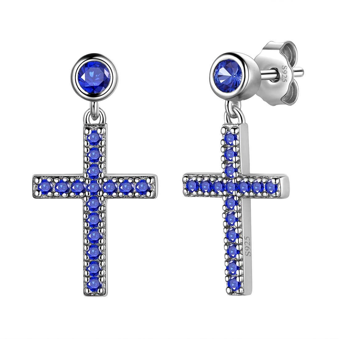 Classic Small Cross Drop Earrings Sterling Silver - Earrings - Aurora Tears Jewelry
