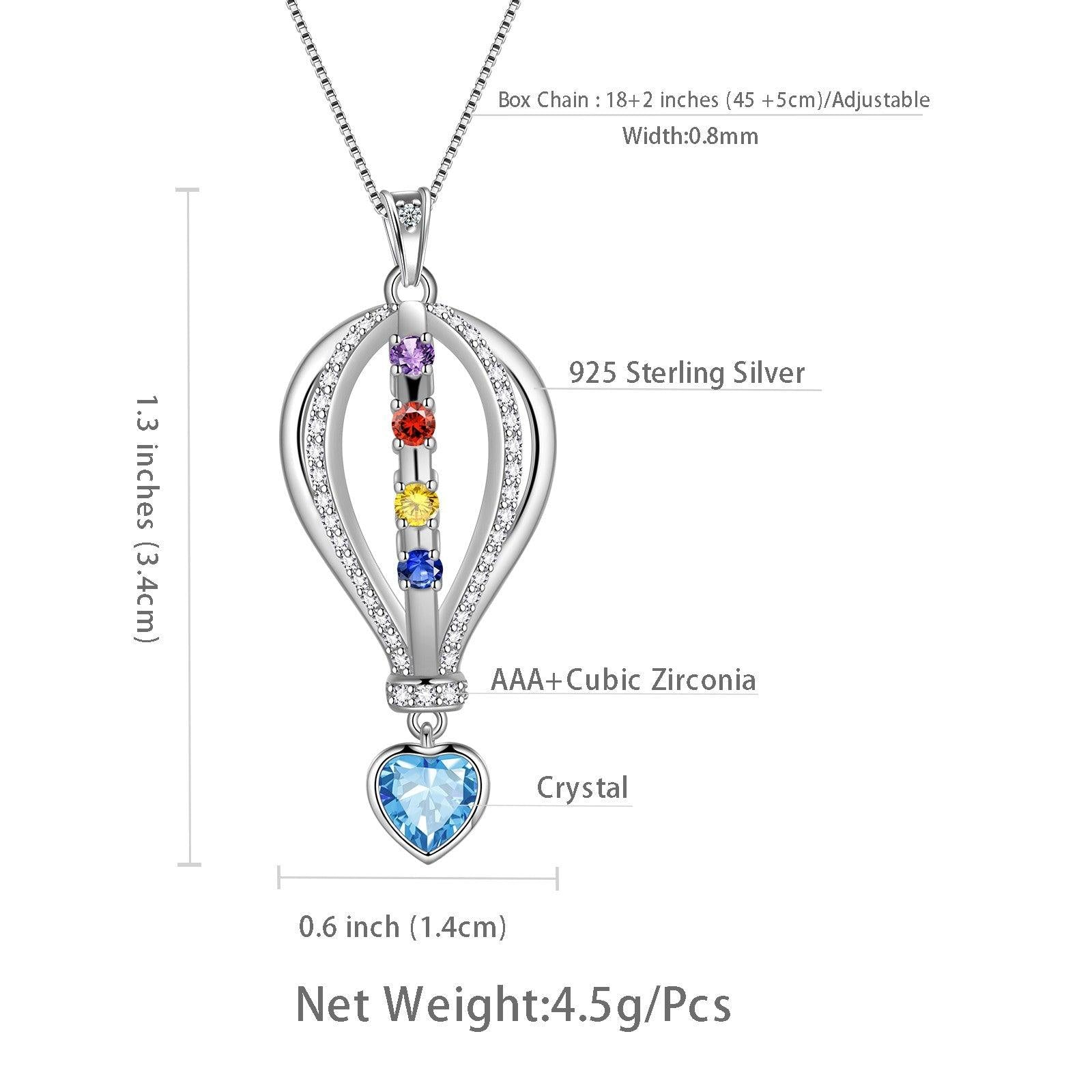 Crystal Colorful Hot Air Balloon Heart Pendant Necklace - Necklaces - Aurora Tears