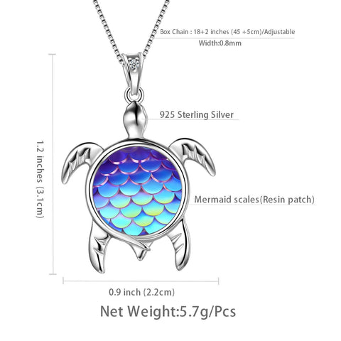 Turtle Pendant Charm Necklace Gradient Colorful Blue - Necklaces - Aurora Tears