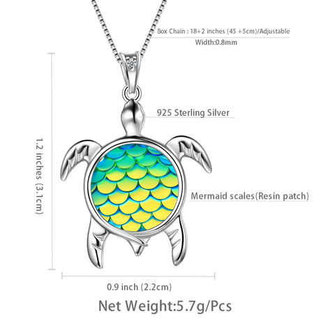 Turtle Pendant Charm Necklace Gradient Colorful Green - Necklaces - Aurora Tears