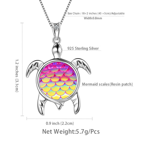 Turtle Pendant Charm Necklace Gradient Colorful Pink - Necklaces - Aurora Tears