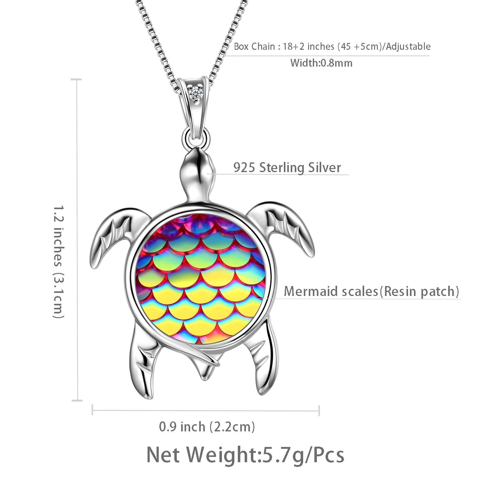 Turtle Pendant Charm Necklace Gradient Colorful Purple - Necklaces - Aurora Tears