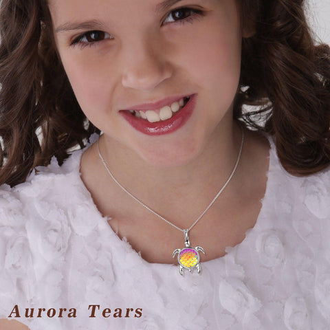 Turtle Pendant Charm Necklace Gradient Colorful Yellow - Necklaces - Aurora Tears