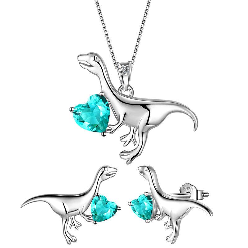 Velociraptor Dinosaur Charm Jewelry Set Earrings Necklace - Jewelry Set - Aurora Tears