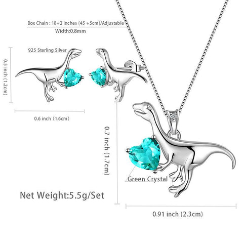Velociraptor Dinosaur Charm Jewelry Set Earrings Necklace - Jewelry Set - Aurora Tears