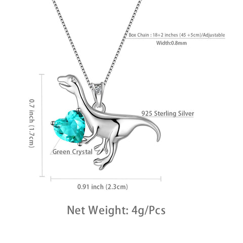 Velociraptor Dinosaur Charm Necklace Pendant Sterling Silver - Necklaces - Aurora Tears