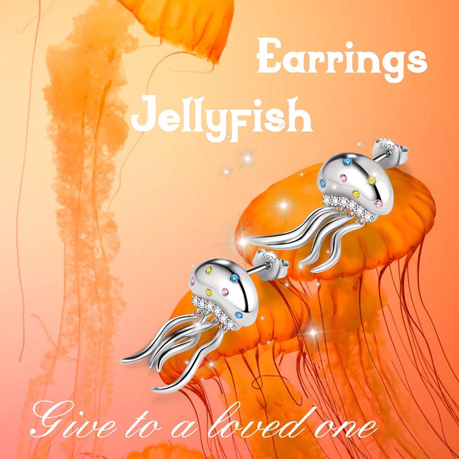 Cute Jellyfish Drop Dangle Earrings 925 Sterling Silver - Earrings - Aurora Tears