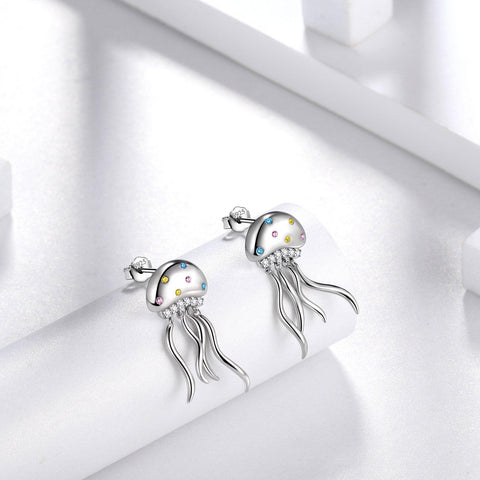 Cute Jellyfish Drop Dangle Earrings 925 Sterling Silver - Earrings - Aurora Tears