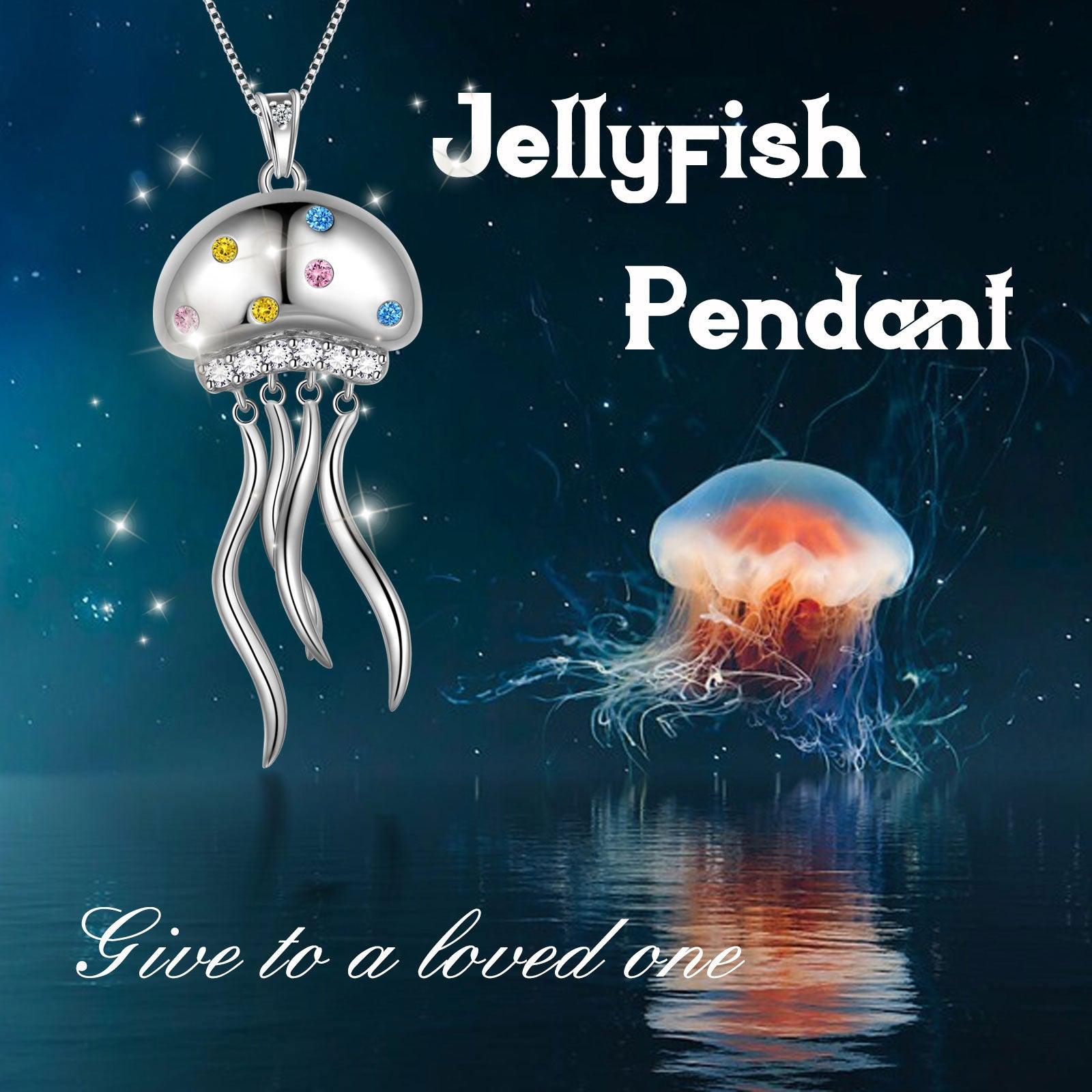 Cute Jellyfish Pendant Necklace 925 Sterling Silver - Necklaces - Aurora Tears