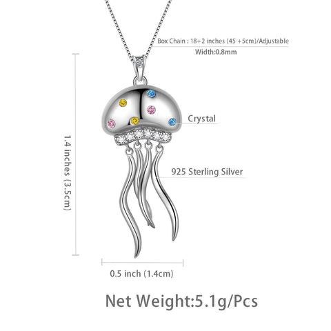 Cute Jellyfish Pendant Necklace 925 Sterling Silver - Necklaces - Aurora Tears