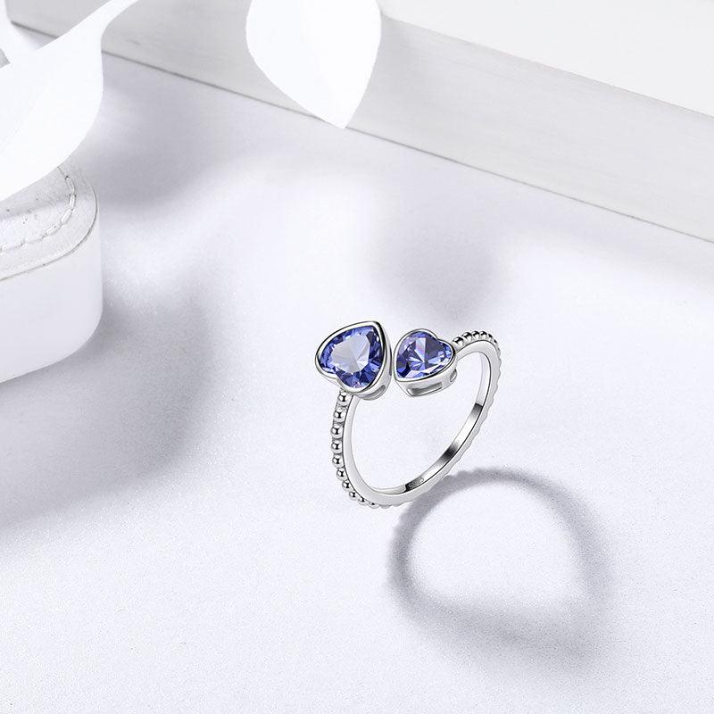 december tanzanite birthstone love hearts band ring 925 sterling silver 109u 5