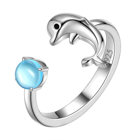 Dolphin Mini Animal Open Ring 925 Sterling Silver - Rings - Aurora Tears