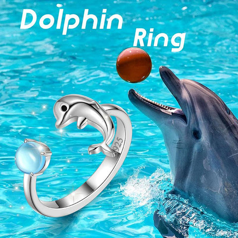 Dolphin Mini Animal Open Ring 925 Sterling Silver - Rings - Aurora Tears